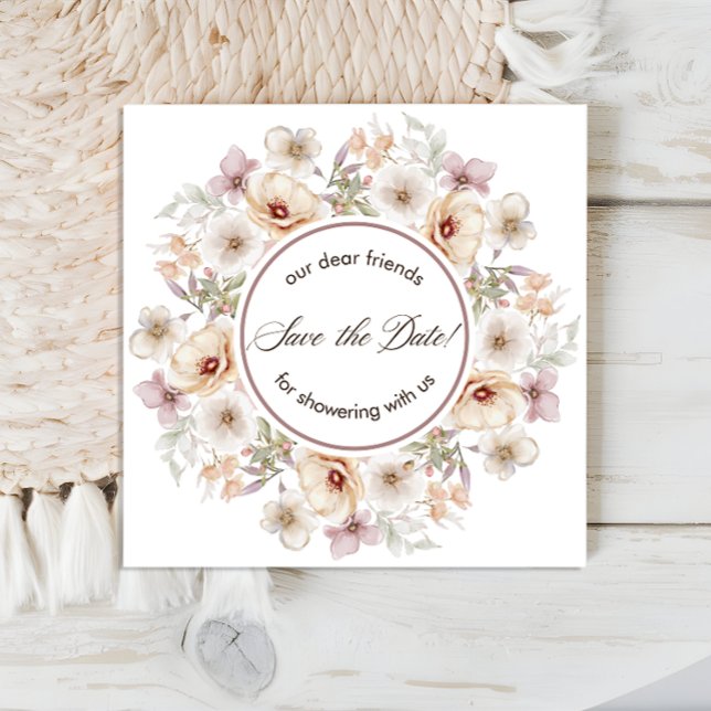 Reserve A Data Chá de panela de Aquarela Chic Floral (Chic Floral Watercolor Bridal Shower Save The Date)