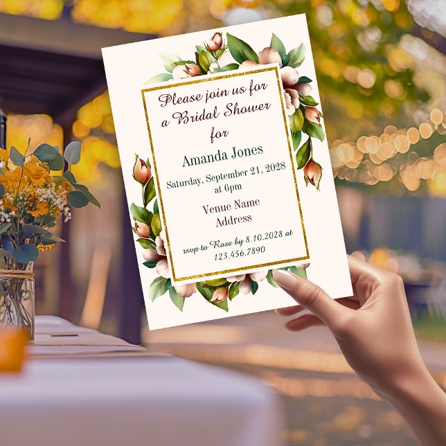 Reserve A Data Chá de panela Elegante Floral Arch Boho (Elegant Floral Arch Boho Bridal Shower Invitation)