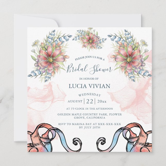 Reserve A Data Chá de panela rosa claro Wavy Messy (Frente)