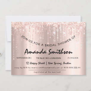 Reserve A Data Chá de panela Rosa Dourado Glitter Drips Doce 16º