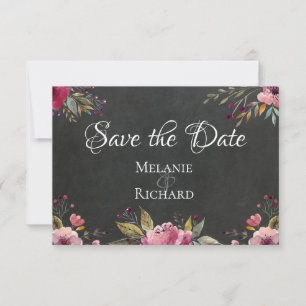 Reserve A Data Chalkboard e Blush Floral Salve a placa de data