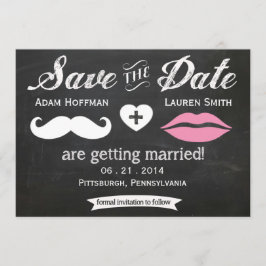 Reserve A Data Chalkboard Mustache e Lábios salvam a data