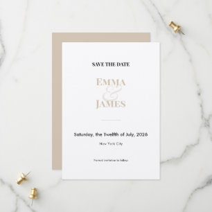 Reserve A Data Champagne Dois Tons Save the Date Casamento com E