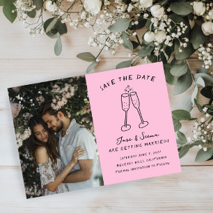 Reserve A Data Champanhe Anima Foto Personalizada Desenhada