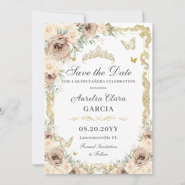 Reserve A Data Champanhe Floral Sweet Sessenta QUINCEAÑERA (Frente)