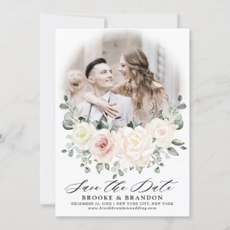Reserve A Data Champanhe Ivory Blush Floral Cor-de-rosa Foto