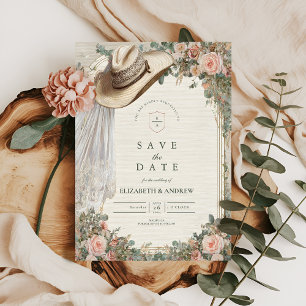 Reserve A Data Chapéu de Cowgirl Rústico para Casamento com Renda