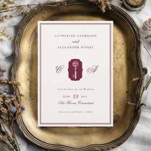 Reserve A Data Chave Antiga Vermelha Romântica Clássica Noiva