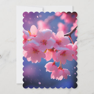 Reserve A Data Cherry Blossoms in Snow Save the Date Card - Winte