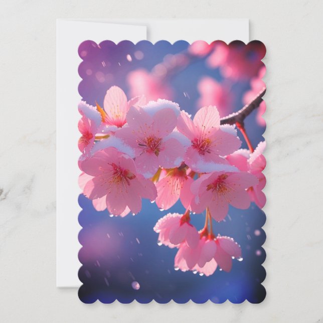 Reserve A Data Cherry Blossoms in Snow Save the Date Card - Winte (Frente)