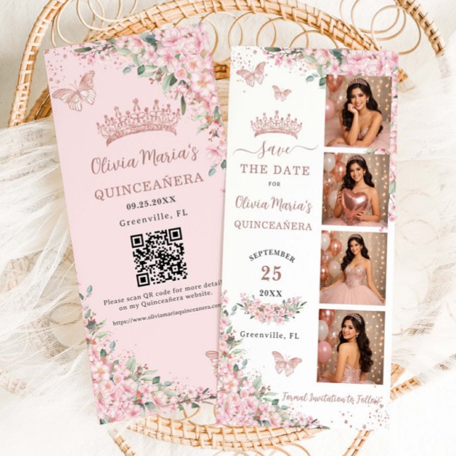 Reserve A Data Cherry Blossoms Rose Gold Photo Booth Quinceanera  (Criador carregado)