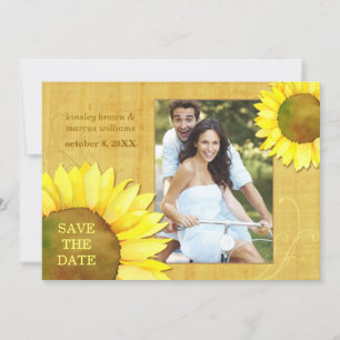Reserve A Data Chic Autumn Sunflower Foto de casamento Salvar a D