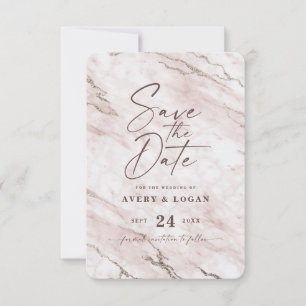 Reserve A Data Chic Blush Marble com Champagne Gold Foil Detalhes