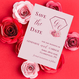 Reserve A Data Chic Blush Pink & Crimson Red Salvar A Placa Data