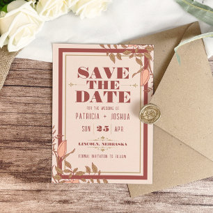 Reserve A Data Chic Boho Blush Beige Casamento Salve a Data