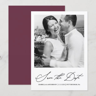 Reserve A Data Chic Burgundy Foto Save the Date
