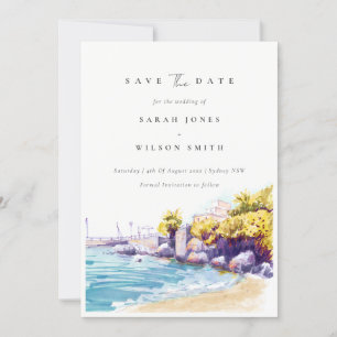 Reserve A Data Chic Coastal Sand Beach Rocky Seascape Watercolor