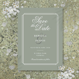 Reserve A Data Chic Elegante Verde Salvia Arte Deco Casamento