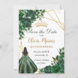 Reserve A Data Chic Emerald Green Flowers Brown Girl Quinceañera