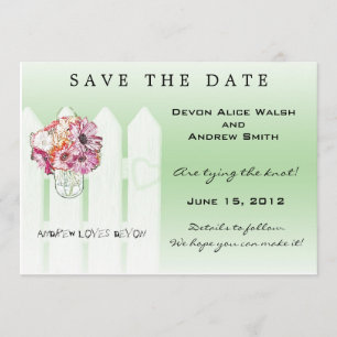Reserve A Data Chic Floral Mason Jar Wedding Salvar Data