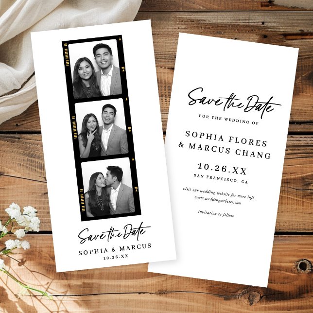 Reserve A Data Chic Foto-booth Faixa de Filme Casamento Salvar Da (Criador carregado)