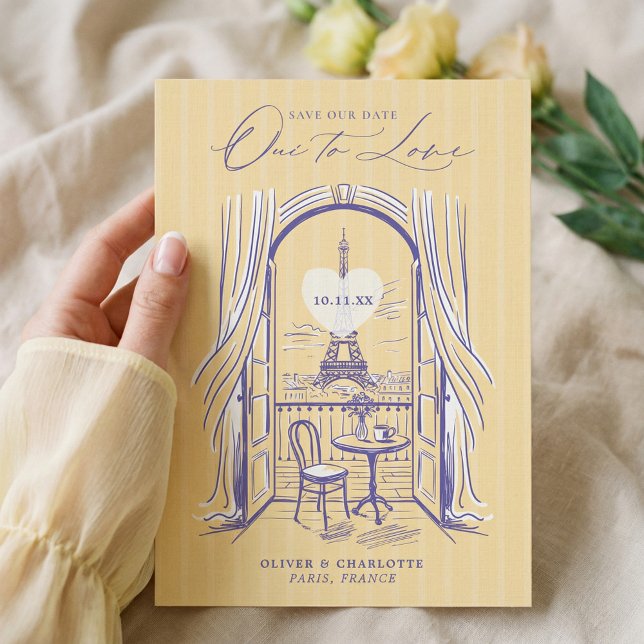 Reserve A Data Chic La Dolce Vita Desenhado à Mão Torre Eiffel Pa (Chic La Dolce Vita Hand Drawn Paris Eiffel Tower Save The Date)