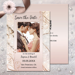 Reserve A Data Chic Marble Blush Pink Foto Salva a Placa de Data