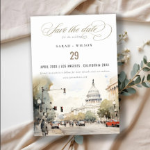 Chic Minimal Washington DC, EUA Watercolor Wedding