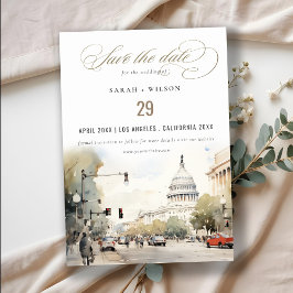 Reserve A Data Chic Minimal Washington DC, EUA Watercolor Wedding