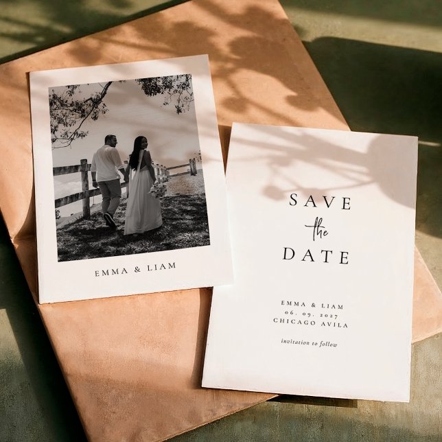 Reserve A Data Chic Modern Photo Wedding Save The Date Card (Criador carregado)