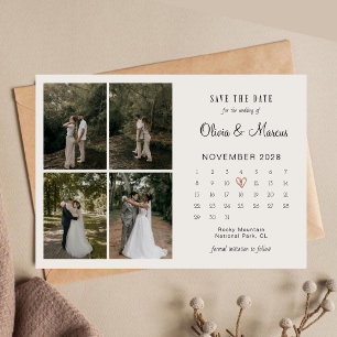 Reserve A Data Chic Moderno Minimalista Calendário de Casamento c