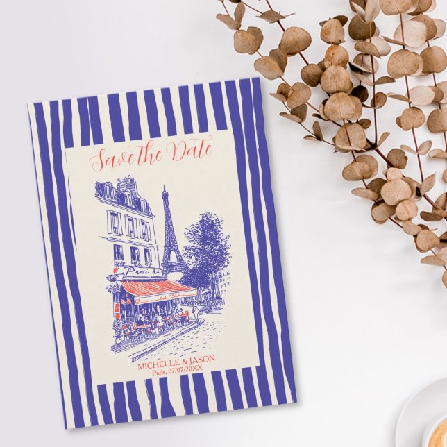 Reserve A Data Chic Paris Doodle Whimsical Eiffel Tower (CHIC EIFFEL TOWER PARIS WEDDING WHIMSICAL INVITATION)