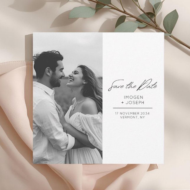 Reserve A Data Chic Photo Chic Flat Wedding Save The Date Card (Criador carregado)