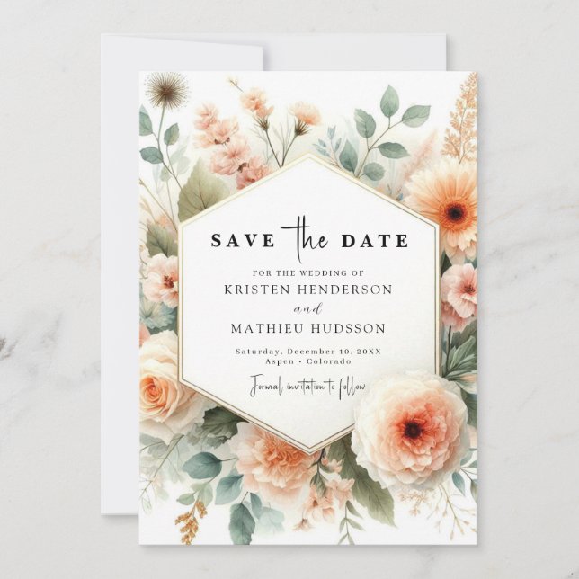 Reserve A Data Chic Romantic Peach Wedding (Frente)