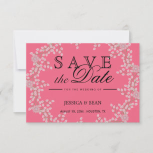 Reserve A Data Chic Rosa Floral & Pérolas Casamento Salve A Data