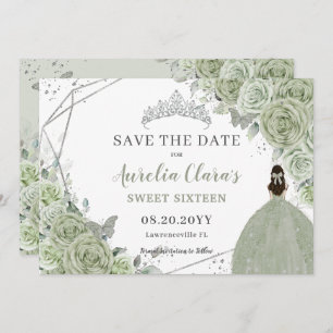 Reserve A Data Chic Sage Green Floral Quinceanera Sweet Dezesseis