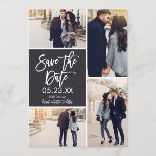 Reserve A Data Chic Save The Date 4-Photo Collage Card