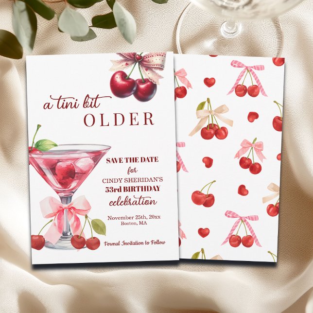 Reserve A Data Chic Um Tini Bit Mais Velho Martini de Cereja Aniv (Criador carregado)