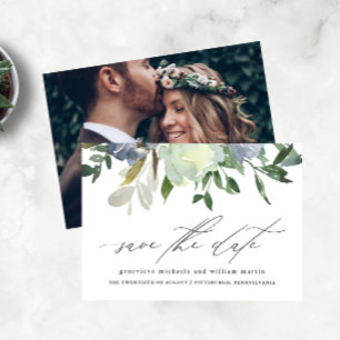 Reserve A Data Chic Watercolor Floral e Deixa Foto de Casamento