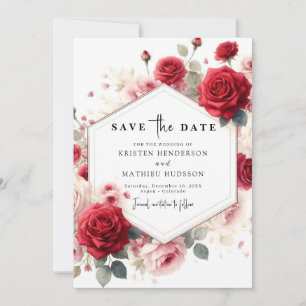 Reserve A Data Chic Watercolor Flowers Crimson Red Wedding