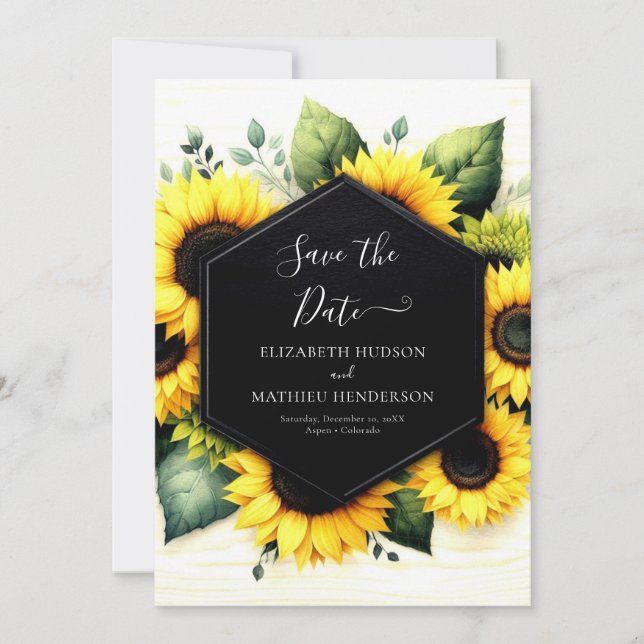 Reserve A Data Chic Watercolor Sunflower Wedding (Frente)