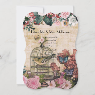 Reserve A Data chique,colagem de colheita, pássaros, borboletas,v