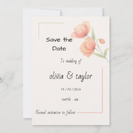 Reserve A Data Chique e Suave Save The Date Floral em Verde Sálvi