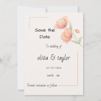 Reserve A Data Chique e Suave Save The Date Floral em Verde Sálvi