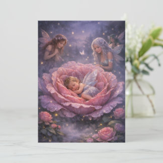 Reserve A Data Chuva de Bebê da Fada com Lírio Rosa e Azul Turque