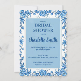 Reserve A Data Chuva de noiva floral antiga Chinoiserie azul