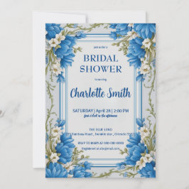 Reserve A Data Chuva de noiva floral azul antiga Chinoiserie