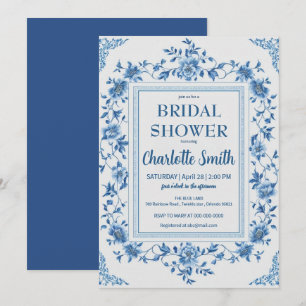 Reserve A Data Chuveiro de noiva floral simples azul chinoiserie