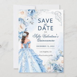 Reserve A Data Cinderela Azul Bebê Quinceañera Salve a Data