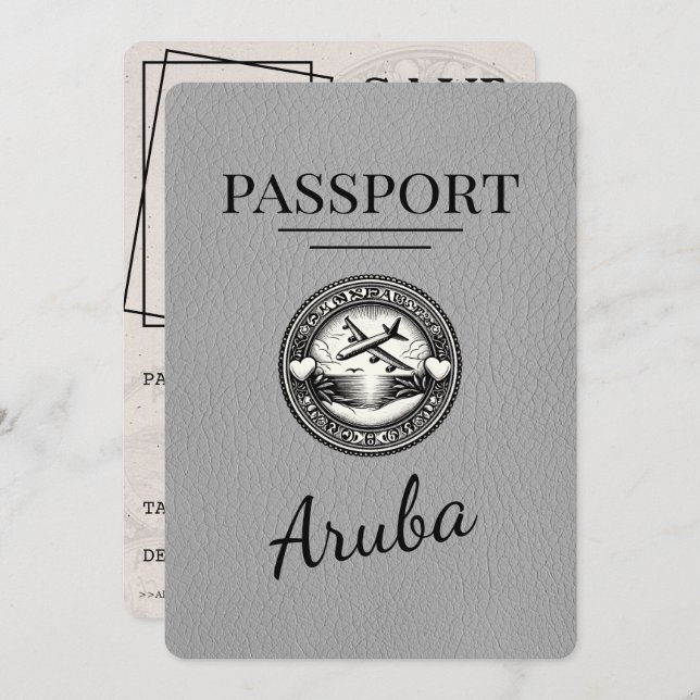 Reserve A Data Cinza Aruba Passport Salvar Data (Frente/Verso)